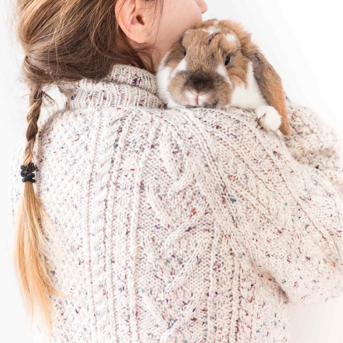 girl hugging a bunny