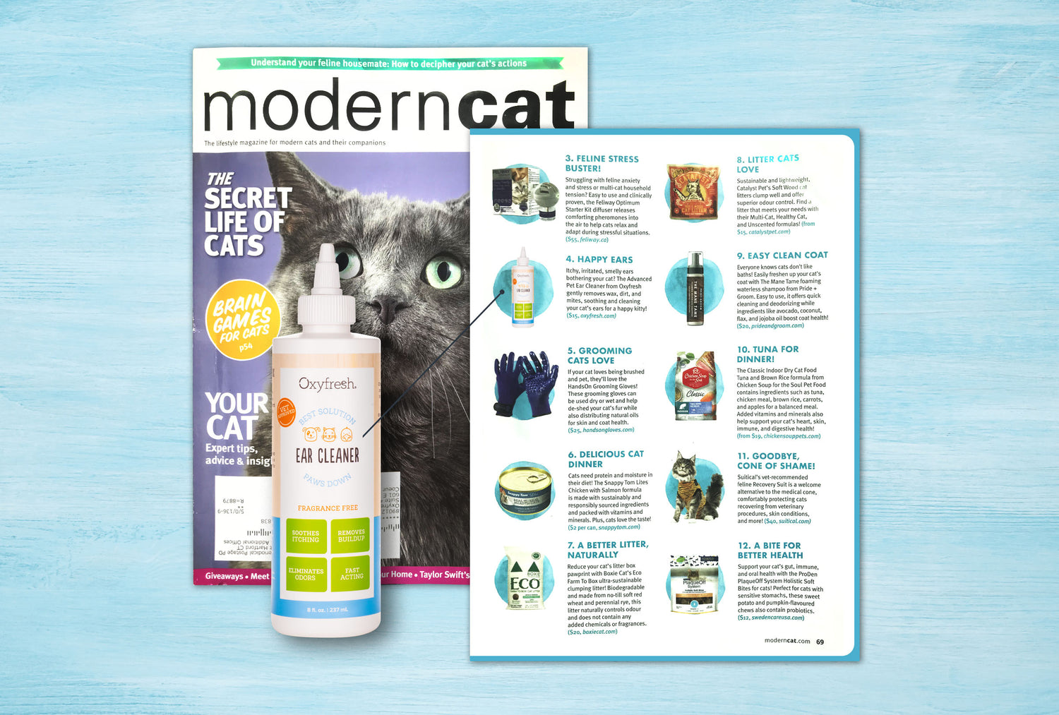 Oxyfresh Pet Ear Cleaner Featured as a "Healthy PAWS" Pick in Modern Cat Magazine