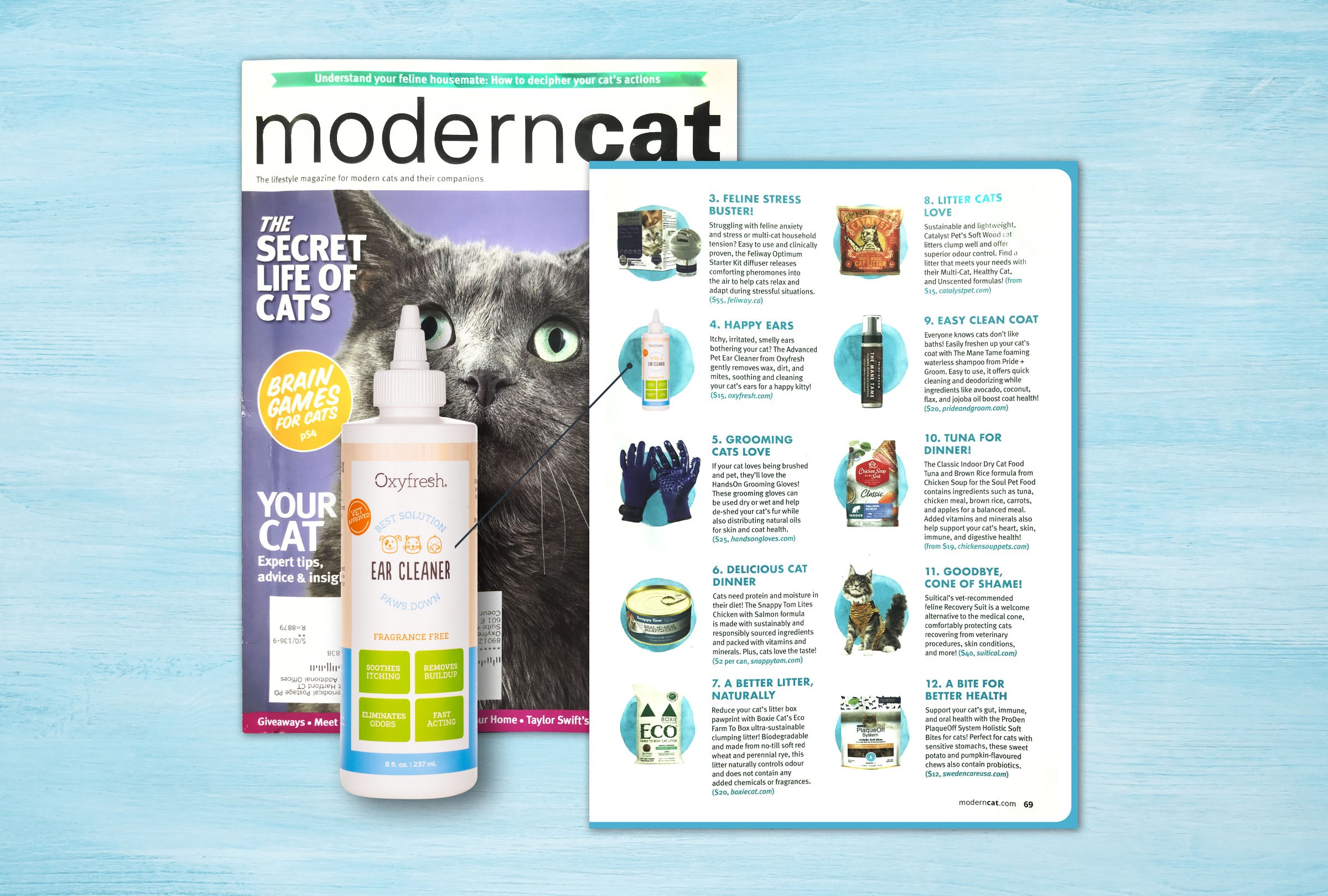 Oxyfresh Pet Ear Cleaner Featured as a "Healthy PAWS" Pick in Modern Cat Magazine