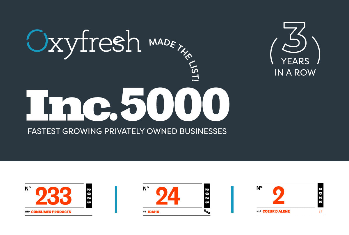 inc 5000 logo with oxyfresh's standing
