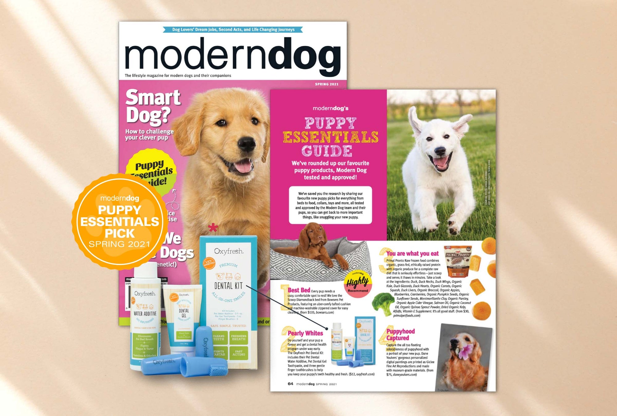 oxyfresh pet dental kit featured in modern dog magazine
