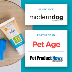oxyfresh pet toothpaste the staff pick at ModernDog magazine; also featured in petage magazine and pet product news international