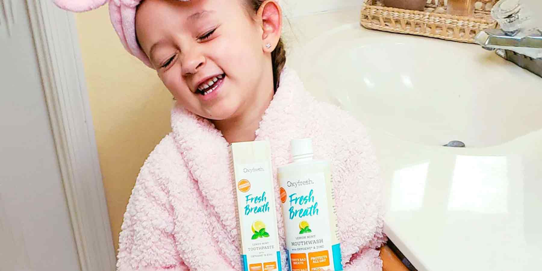 instagram-image-of-child-holding-oxyfresh-fresh-breath-lemon-mint-toothpaste-and-non-toxic-mouthwash-for-bad-breath